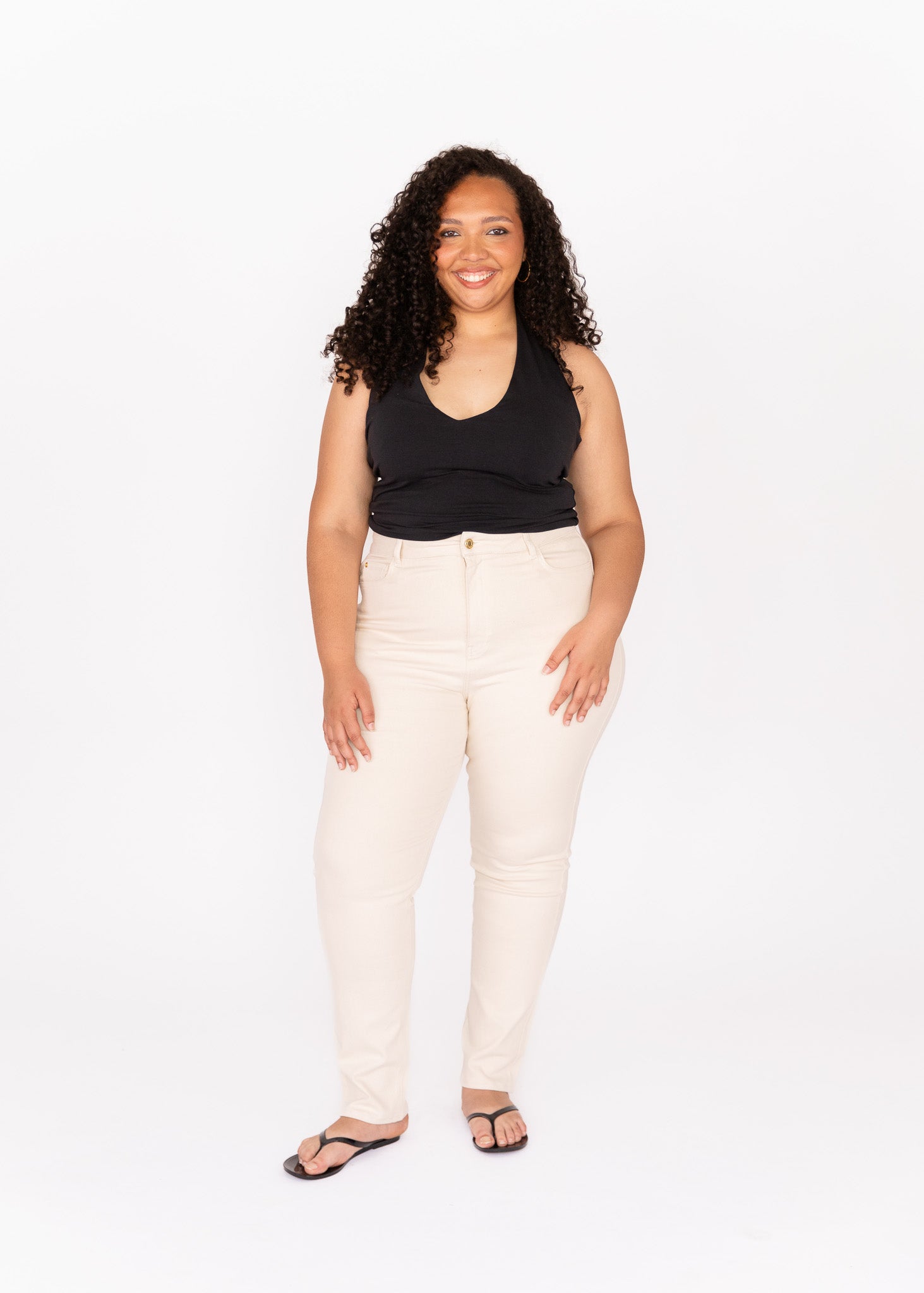 Ecru Slim Fit Mom Jean