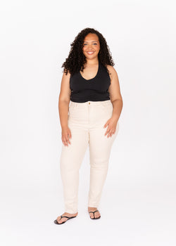 Image of Ecru Slim Fit Mom Jean