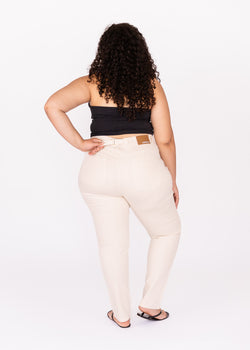 Image of Ecru Slim Fit Mom Jean