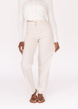 Image of Ecru Slim Fit Mom Jean
