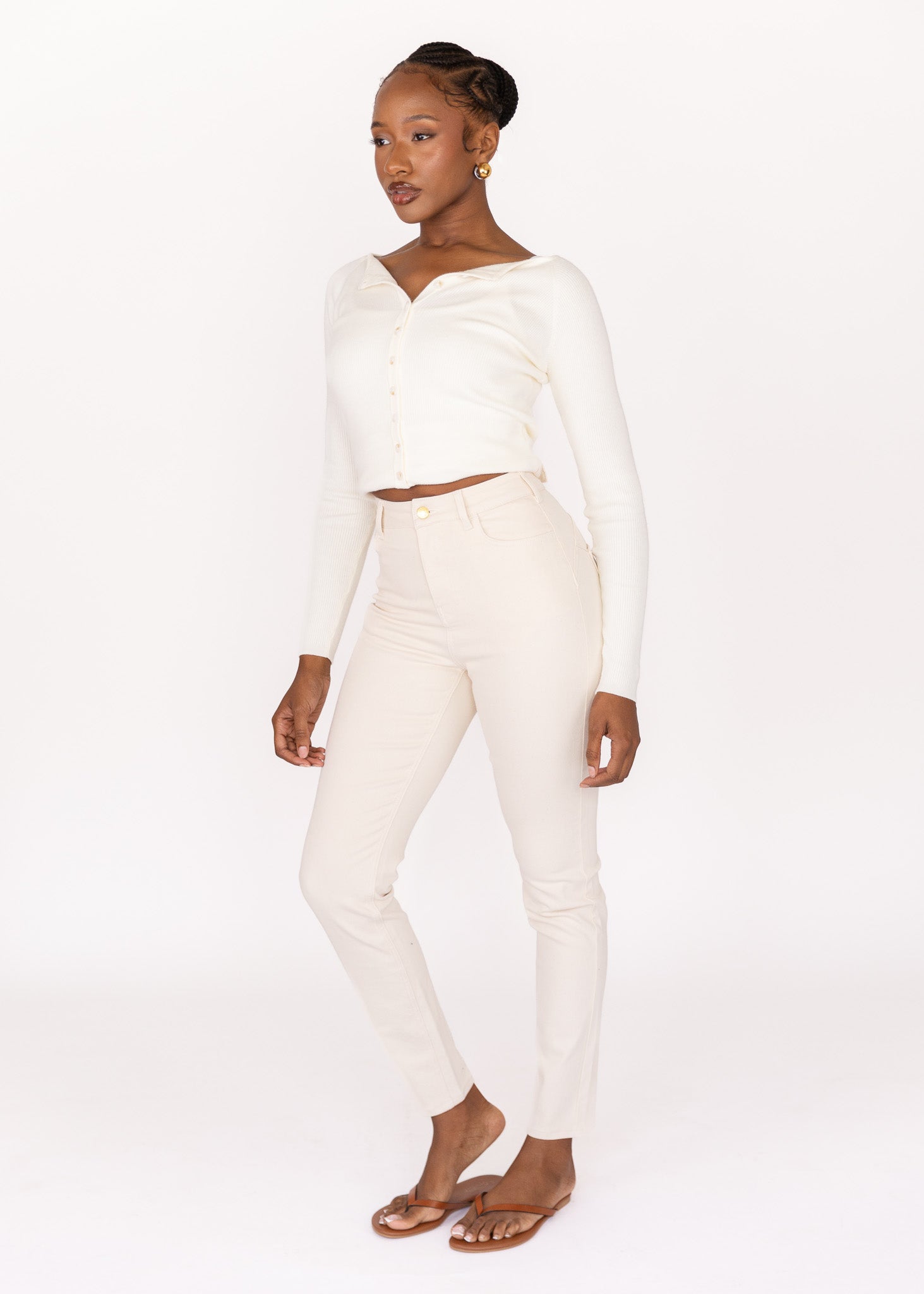Ecru Slim Fit Mom Jean