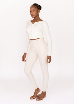 Image of Ecru Slim Fit Mom Jean