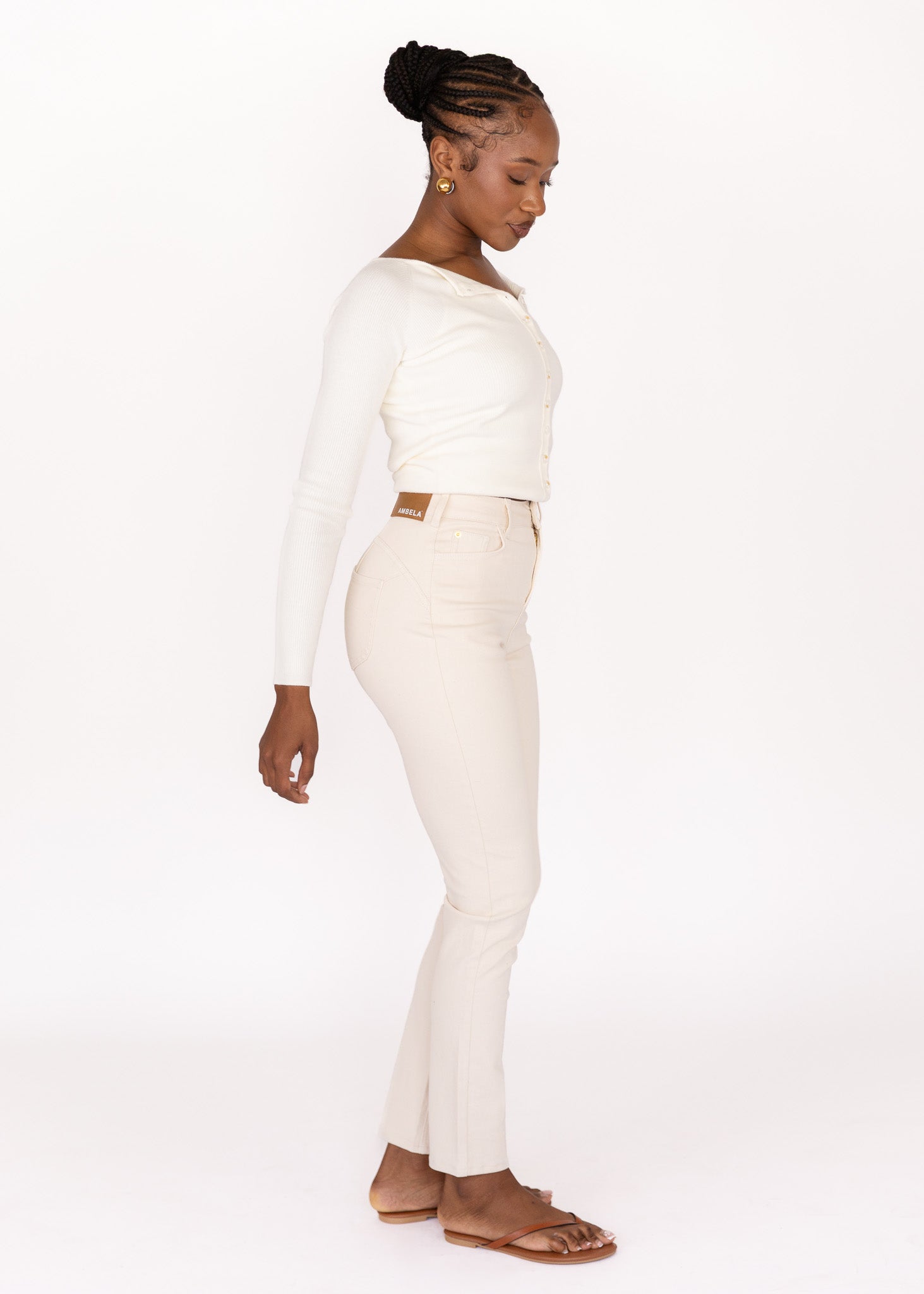 Ecru Slim Fit Mom Jean