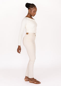Image of Ecru Slim Fit Mom Jean