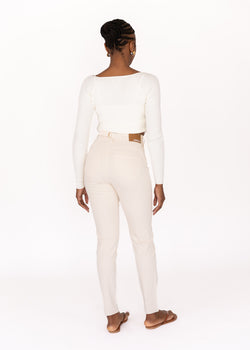 Image of Ecru Slim Fit Mom Jean