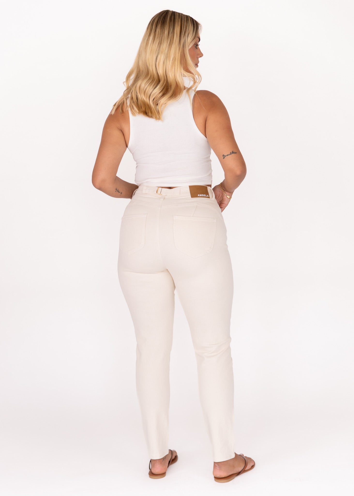 Ecru Slim Fit Mom Jean