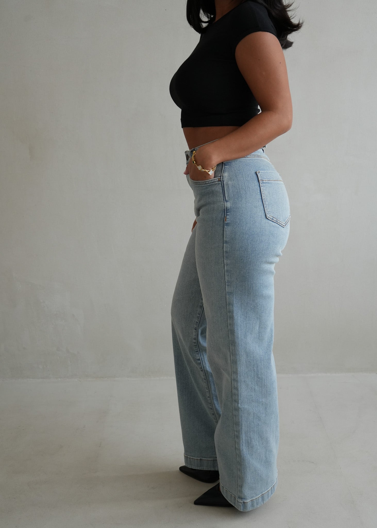 Image of Stretch Wide Leg Jean