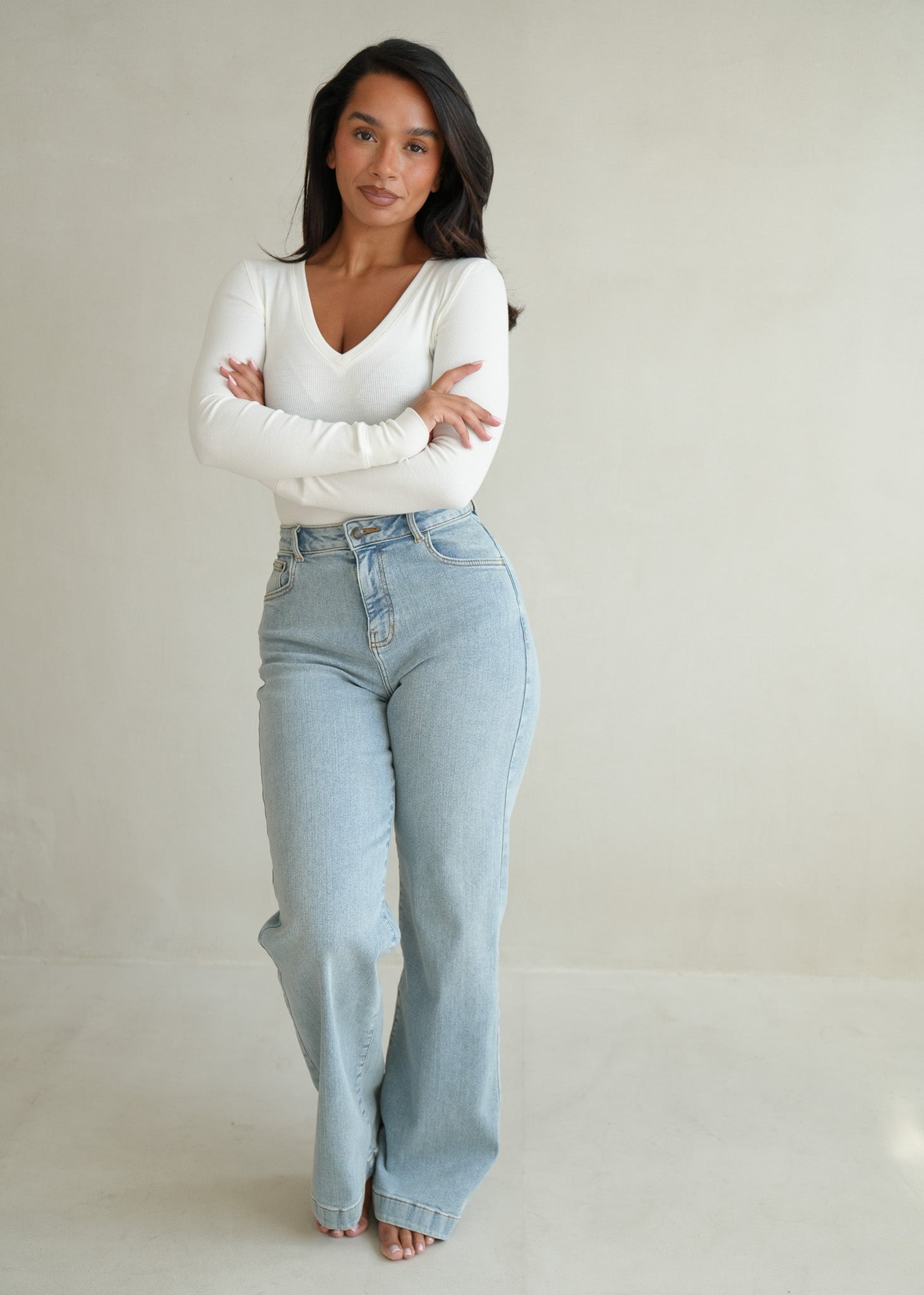 Image of Stretch Wide Leg Jean