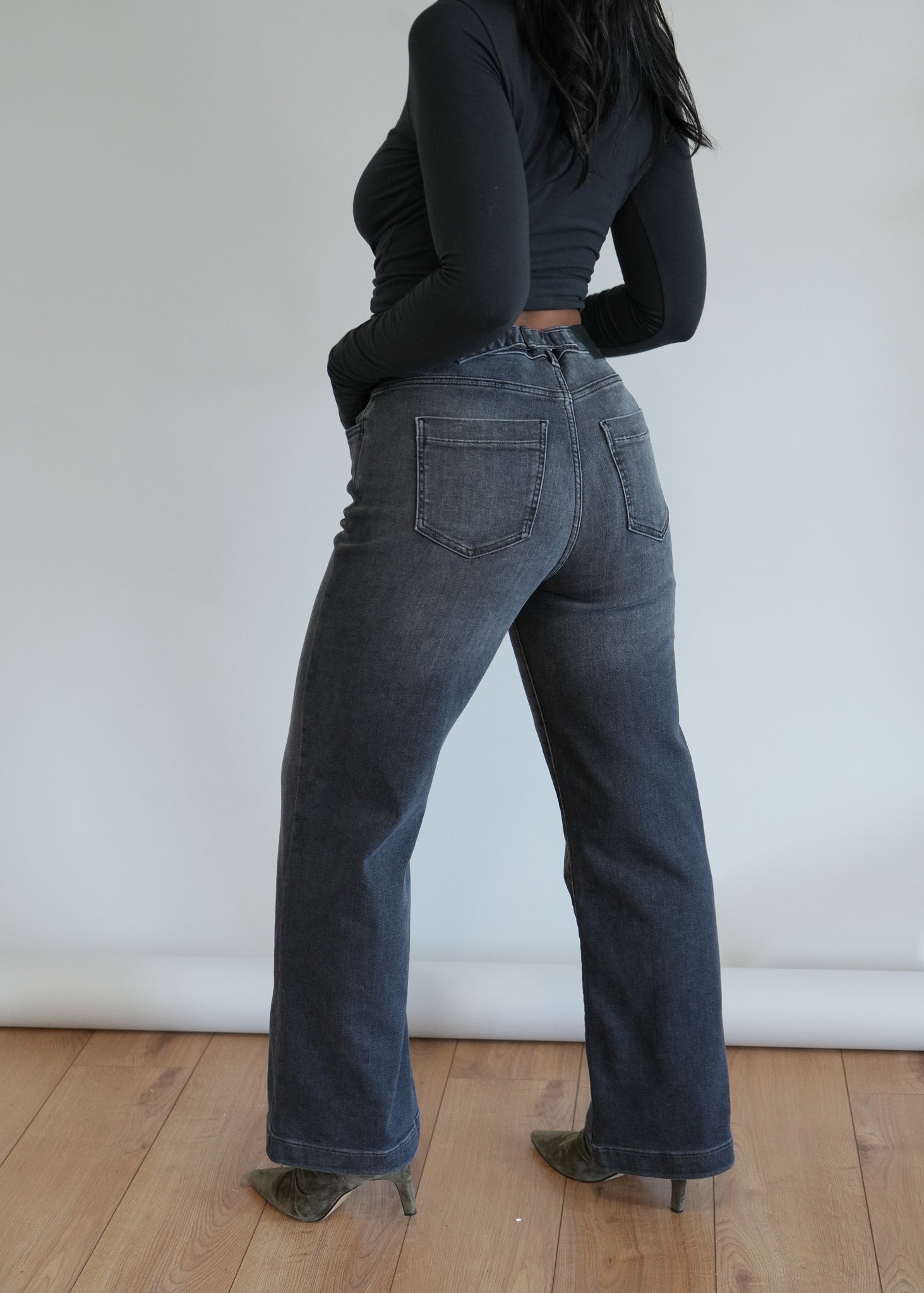 Image of Stretch Wide Leg Jean